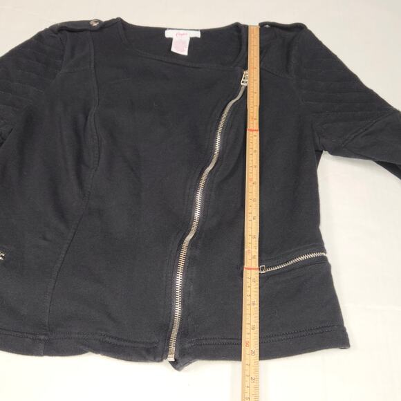 Candies Womens Large Asymmetric Zip Sweatshirt Blazer Black Stretch Moto Y2K - Picture 7 of 11